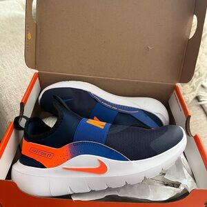 BRAND NEW — Nike Kids Navy and Orange Slip-On Sneakers